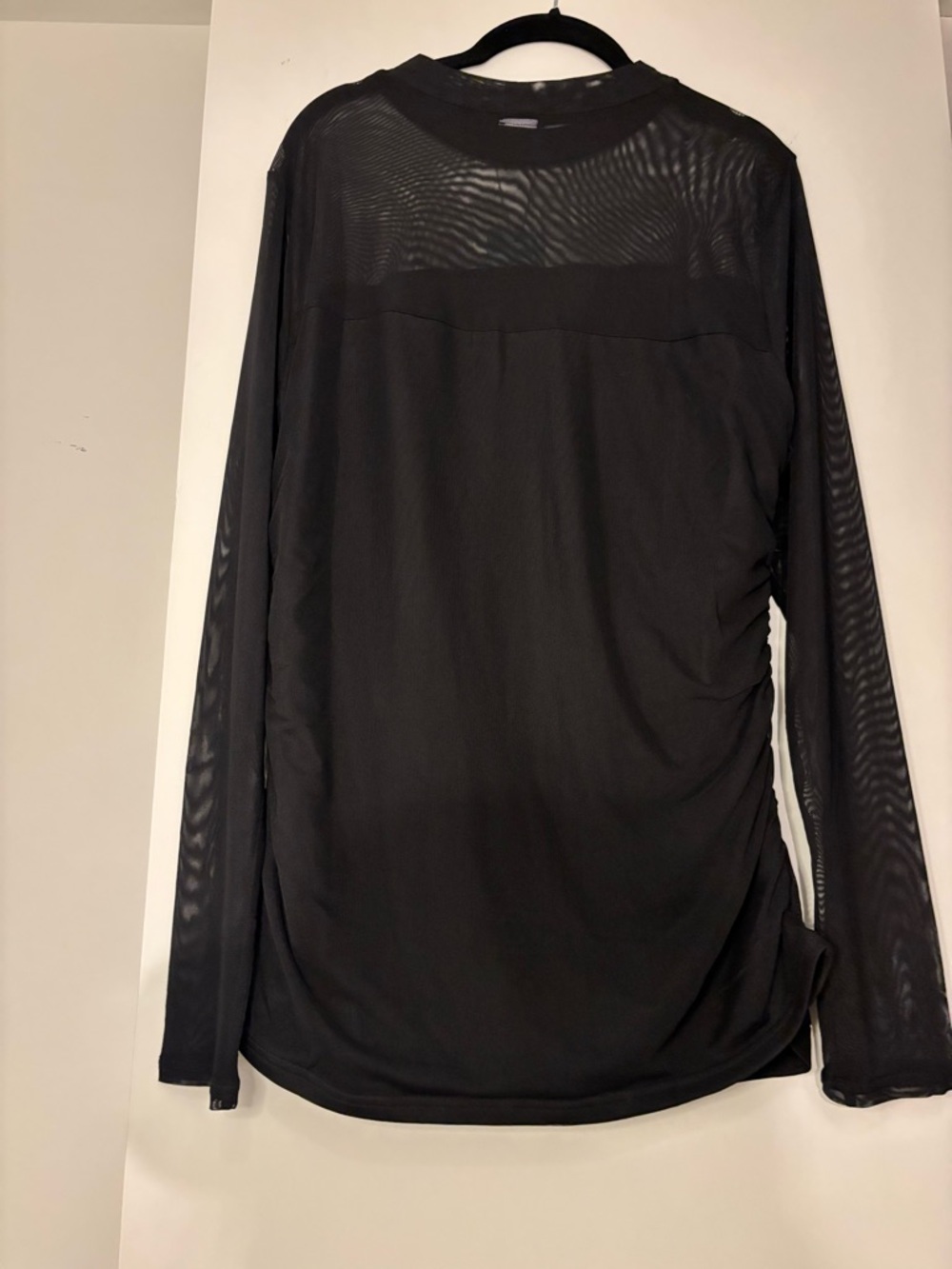 Long Sleeve Sheer Panel Black Top